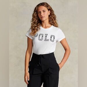 Polo Ralph Lauren, Beaded White Tee, Size Large.